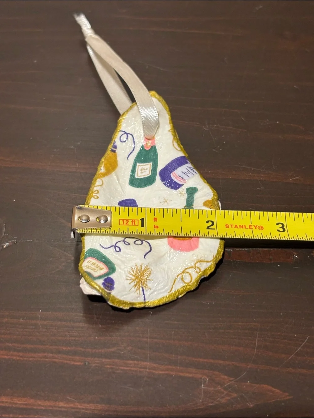 Handmade champagne decoupage shell ornament